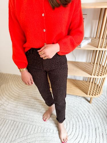 Jean mom léopard