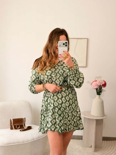 Robe imprimée verte