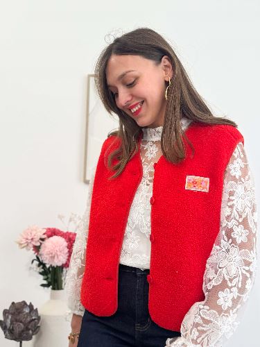 Veste bouclette rouge