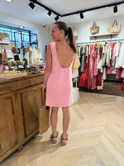 Robe en jean rose - Dos nu