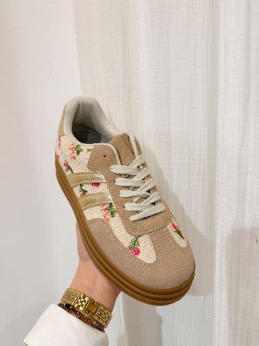 Basket tweed fleurie