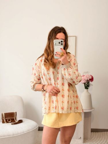 Jupe-short asymétrique - Jaune