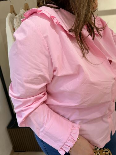 Chemise col claudine rose