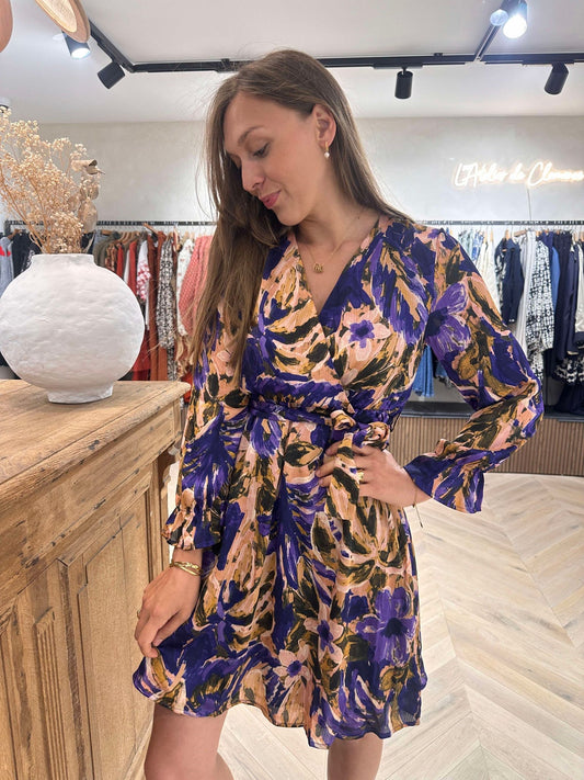 ROBE COURTE VIOLET/CAMEL