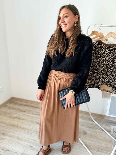 Jupe longue marron en lin