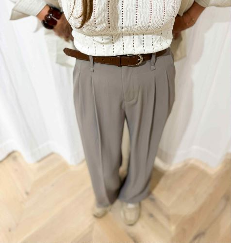 Chemise beige rayée