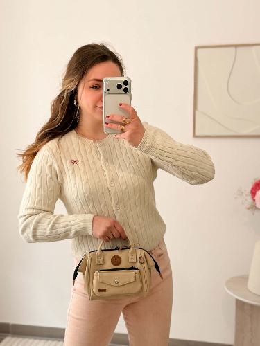 Pull gilet noeud bordeau