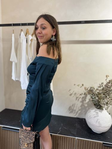 Robe en satin - Vert canard