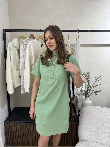 Robe droite en jean - Vert