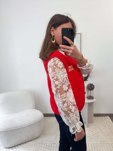 Veste bouclette rouge
