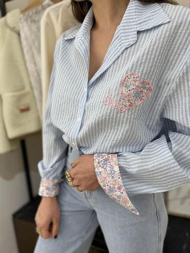 Chemise rayures et coeur liberty