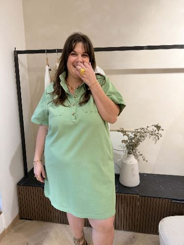 Robe droite en jean - Vert