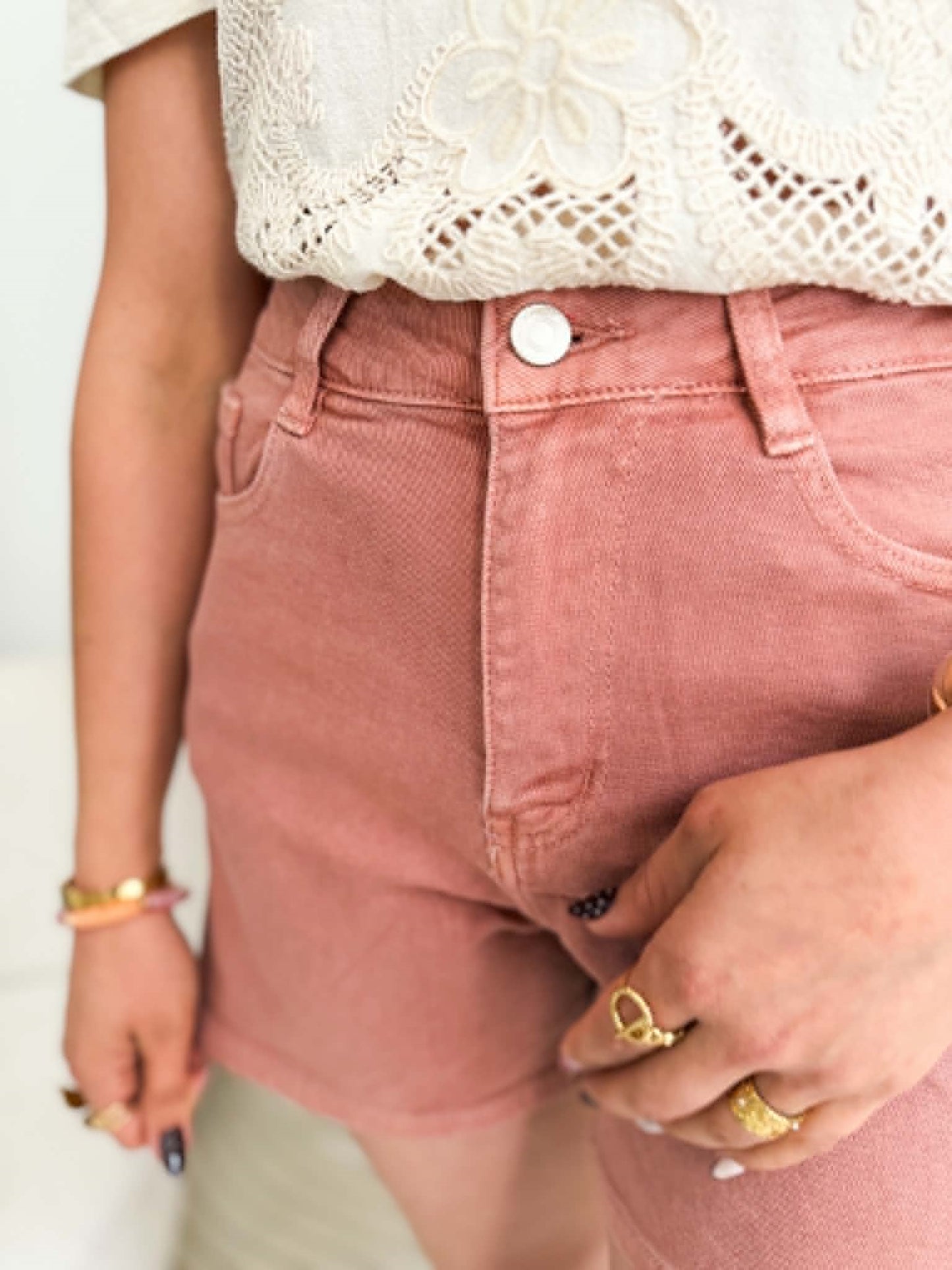 Short jean vieux rose