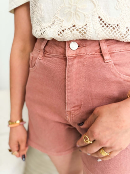 Short jean vieux rose