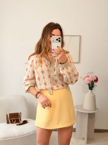 Jupe-short asymétrique - Jaune