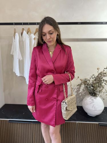 Robe blazer satinée - Fushia
