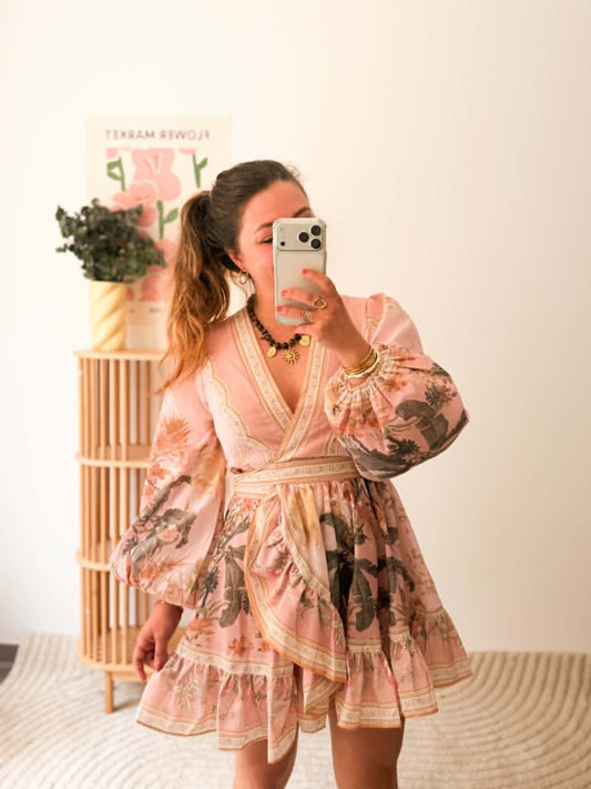 Robe habillée rose palmier