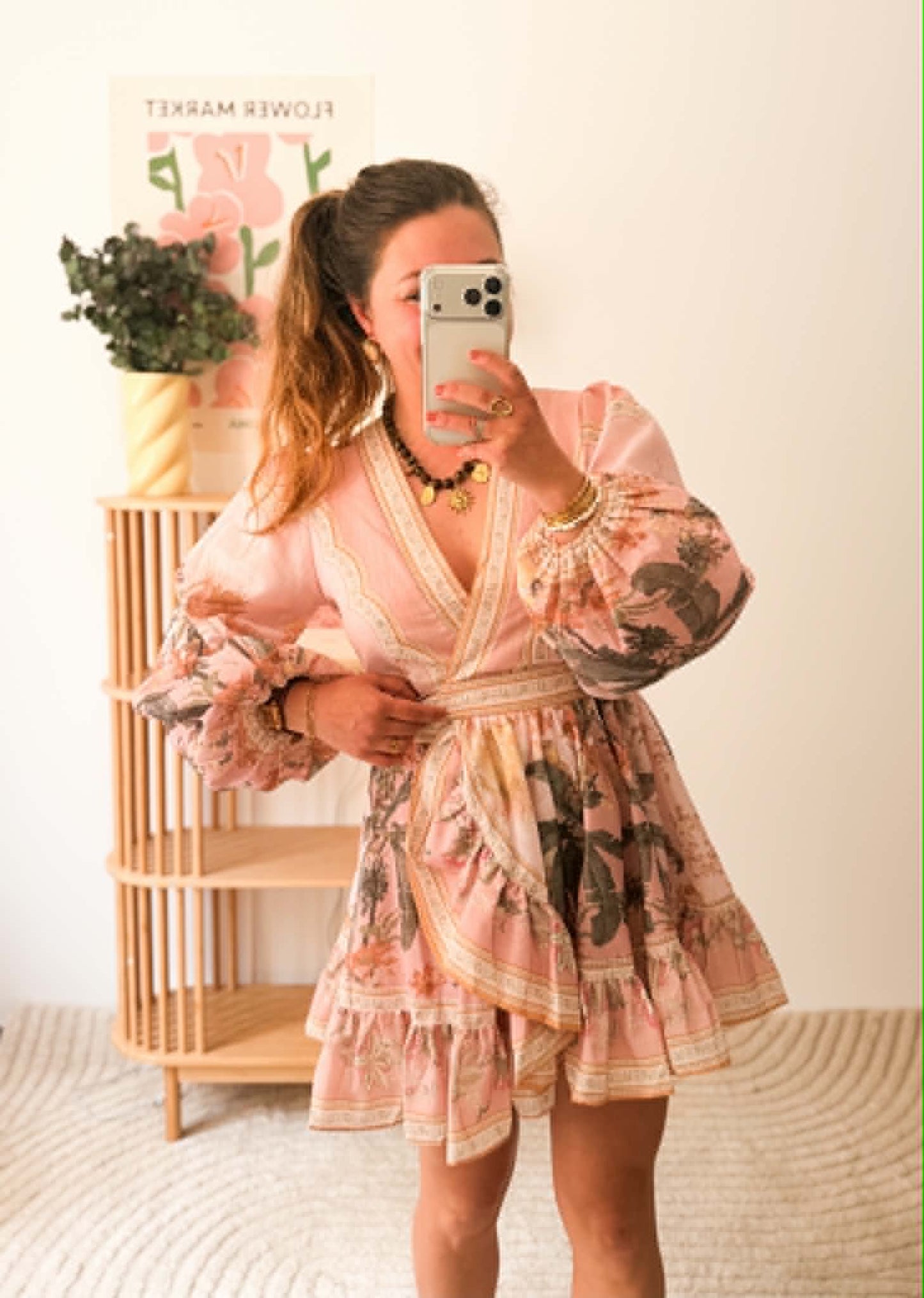 Robe habillée rose palmier