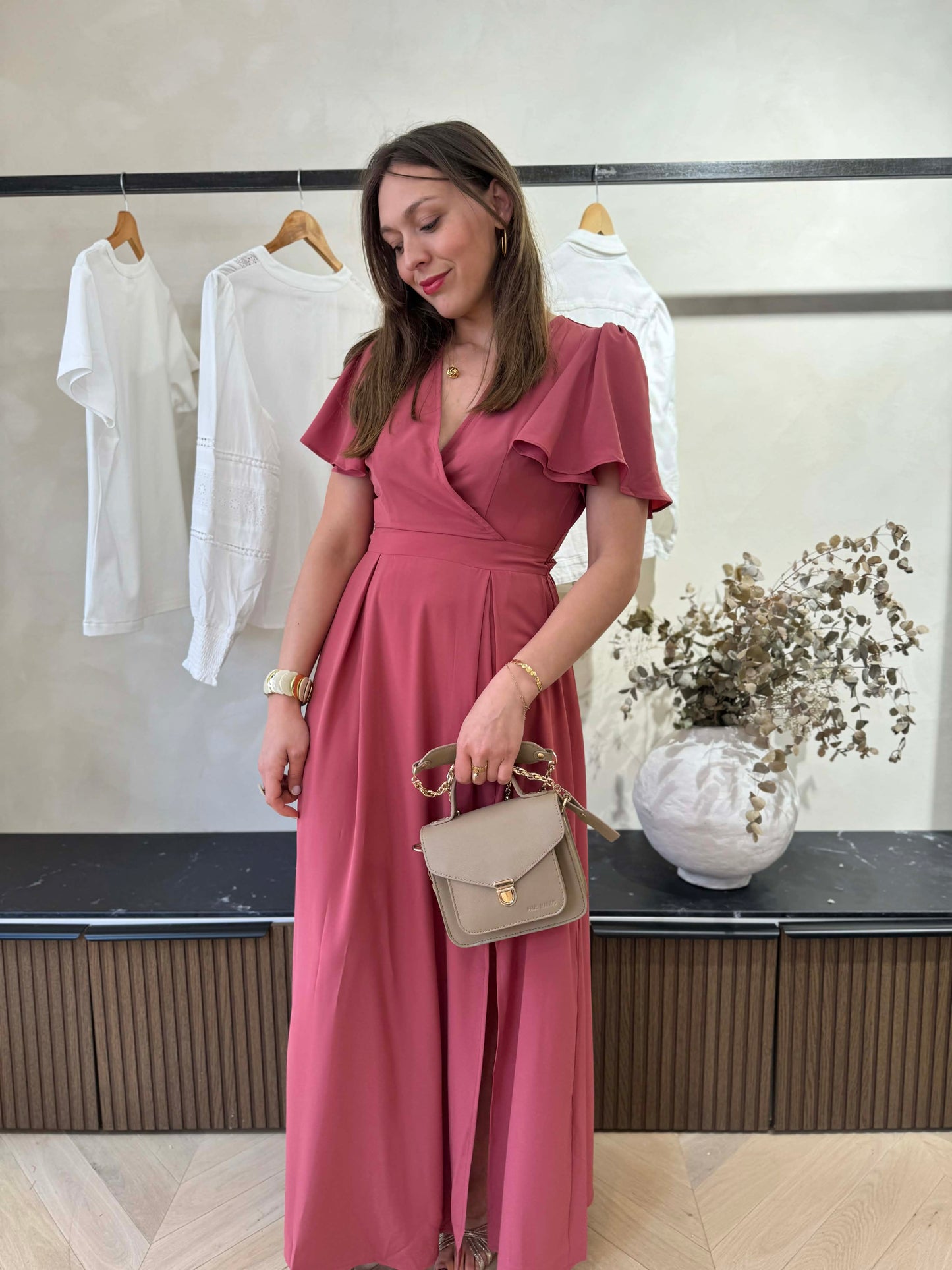 Robe longue vieux rose