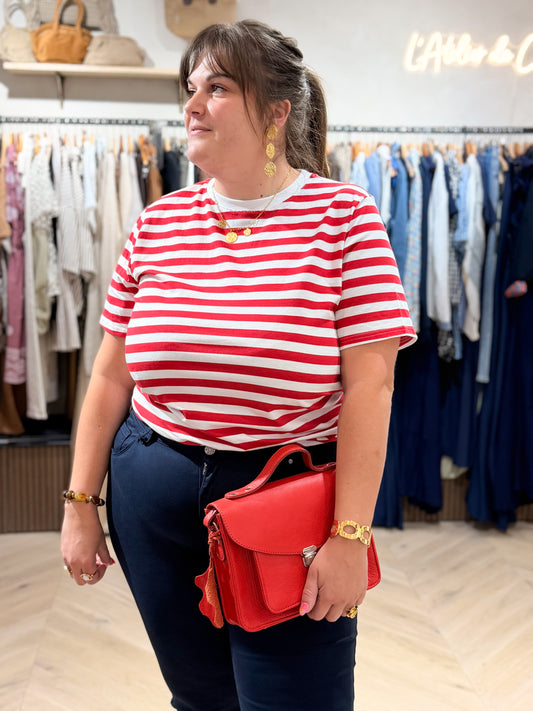 T-shirt rayé rouge