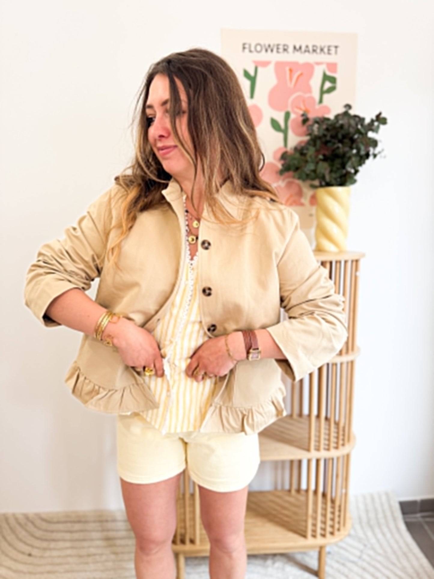 Short jean jaune pastel